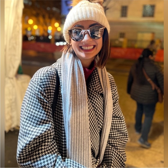 Abercrombie & Fitch Wool Trench Coat Houndstooth Belted - Picture 4 of 16